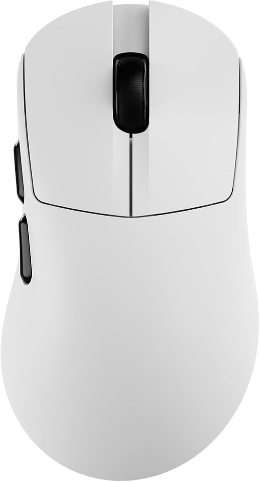 AJ179 V2 Triple Mode (2.4G/Wired/Bluetooth 5.2) Gaming Mouse, 12000 DPI, 56g Ultra-Light, Programmable 6 Buttons, 1000Hz Polling Rate, Ergonomic Right-Hand Design for Computer Laptop PC, White