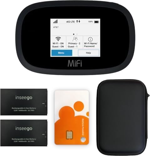 AT&T Wireless Hotspot Pocket WiFi 4G LTE MiFi 8000 | Free VPN Mobile Hotspot for Travel | 4G Mobile Portable WiFi | Unlocked Globally | Near 5G Speed up to 1200 Mbps | EVDO-LINK Bundle AT&T Sim Card