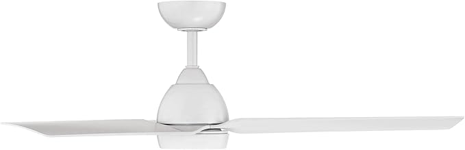 WAC Smart Fans Mocha Indoor and Outdoor 3-Blade Smart Home Ceiling Fan 54in Matte White with 3000K LED Light Kit and Remote Control works with Alexa and iOS or Android App