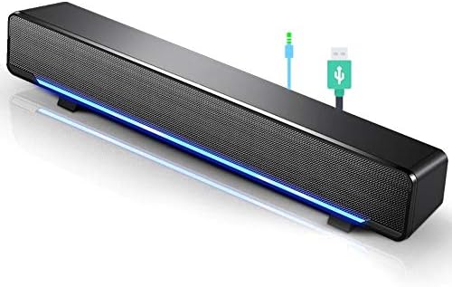 YaizK Mini Portable USB Wired soundbar Music Player Bass Surround Soundbox Speaker with 3.5 mm Audio Plug for Desktop, Laptop, TV, Smartphone, Tablet PC, MP3, MP4 and More(Black)
