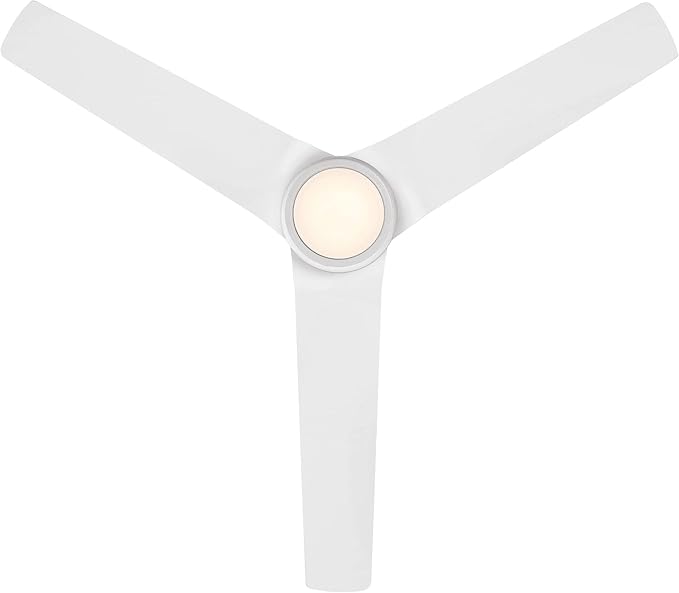 WAC Smart Fans Mocha Indoor and Outdoor 3-Blade Smart Home Ceiling Fan 54in Matte White with 3000K LED Light Kit and Remote Control works with Alexa and iOS or Android App