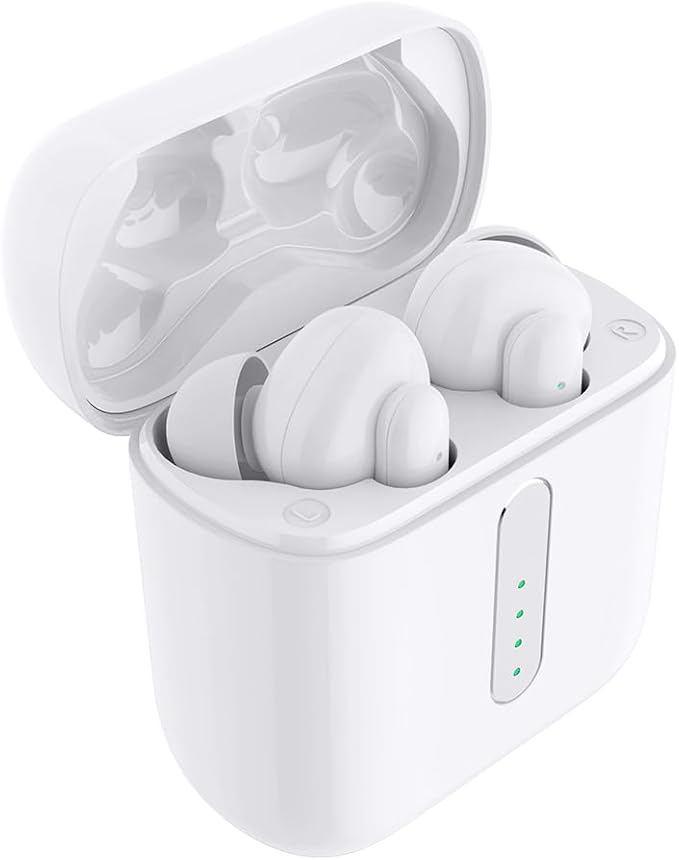 Wireless Earbuds, Ear Buds with Big Bass Stereo Sound, Lightweight Bluetooth Earbuds with 60 Hours Playtime (White)