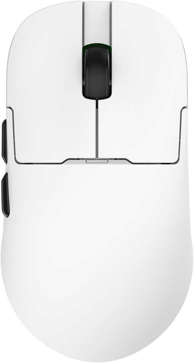 AJ159P MC Triple Mode (2.4G/Wired/Bluetooth 5.2) Gaming Mouse, 12000 DPI, 56g Ultra-Light, Magnetic RGB Charging Dock, Programmable 6 Buttons, Ergonomic Design for Computer Laptop PC, White