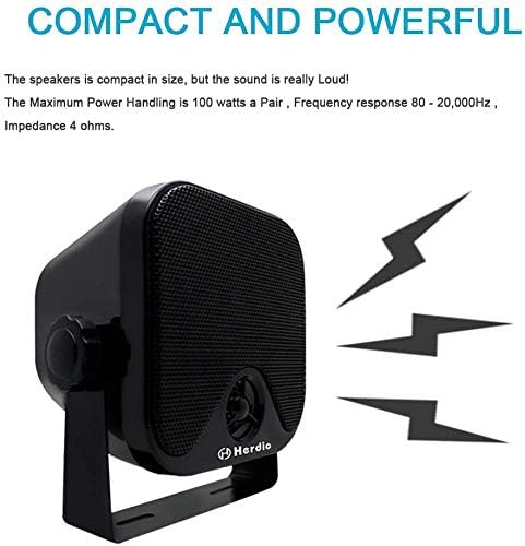 4 Inches Heavy Duty Waterproof Boat Marine Box Outdoor Speakers Surface Mounted for Skid Steer ATV UTV RZR Golf Cart Tractor Powersports Boat Truck Jeep