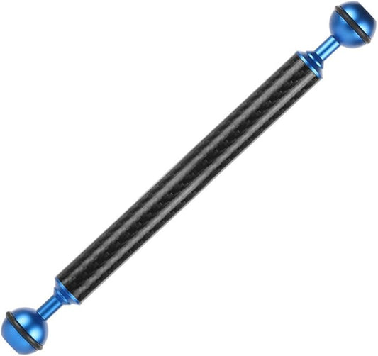 Carbon Fiber Underwater Float Arm, 1-inch Dual Ball Buoyancy Arm for Underwater Camera Tray, Video Light & Strobe for Scuba Diving Photography & Videography (Blue, 9 inches)