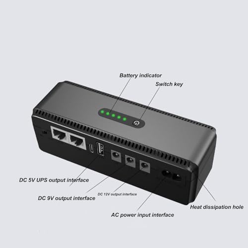 UPS Battery Backup High Capacity Uninterruptible Power Supply for Camera Router Modem (US Plug)