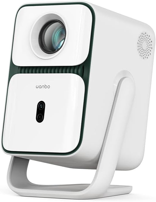 Wanbo T2 Ultra Projector with WiFi and Bluetooth, Native 1080P Mini Portable Projector with 120° Adjustable Stand, Auto Focus & Keystone, 500 ANSI Outdoor Movie Proyector, White