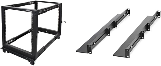 StarTech.com 12U 4-Post Mobile Server Rack and 1U 19" Universal Rack Mount Rails