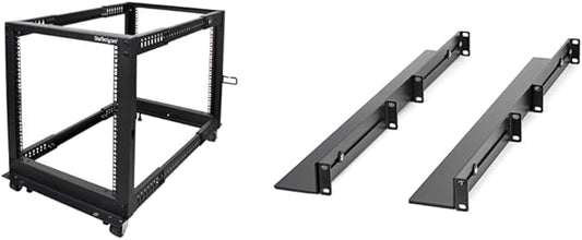 StarTech.com 12U 4-Post Mobile Server Rack and 1U 19" Universal Rack Mount Rails
