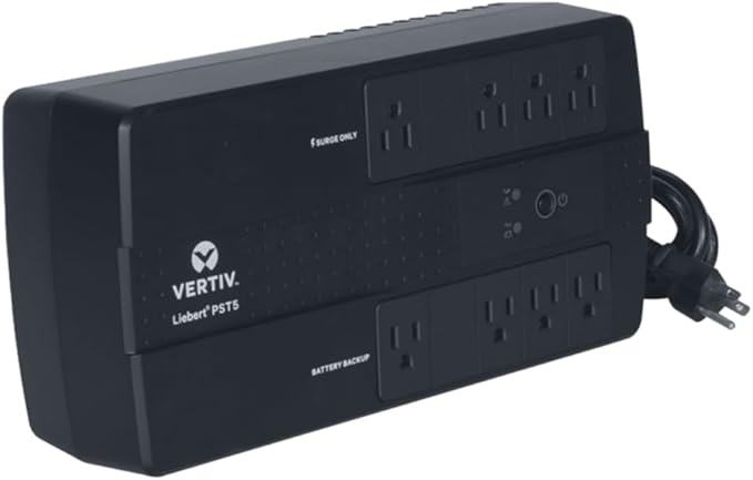 Vertiv Liebert PST5 UPS - 350VA 200W 120V Standby Power, 8 Outlets, Battery Backup with Surge Protection, Energy Star Certified, 3 Year Warranty, Free Software for Controlled Shutdown (PST5-350MT120)