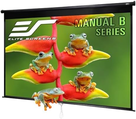 Elite Screens Manual Pull Down Projector Screen 120-INCH Home Movie Cinema Gaming Office Presentation, ISF Certified, Auto-Lock Mechanism, 4K / 8K 3D Ultra HDR HD Ready, M120H