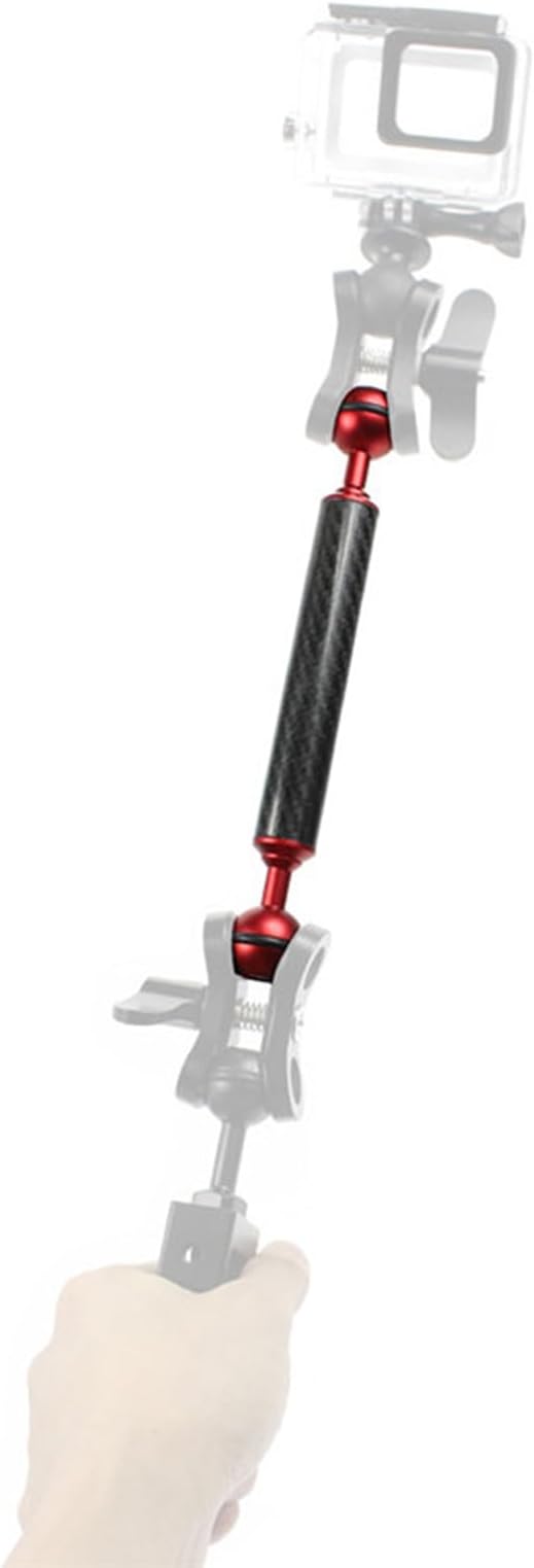 Carbon Fiber Underwater Float Arm, 1-inch Dual Ball Buoyancy Arm for Underwater Camera Tray, Video Light & Strobe for Scuba Diving Photography & Videography (Red, 6 inches)