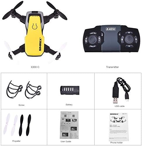 X300C Mini Drone with Camera 720P HD FPV, RC Quadcopter Foldable Drone With Altitude Hold, 3D Flip, Headless Mode, Gravity Control and 2 Batteries, Gifts for Kids, Adults, Beginner (Yellow)