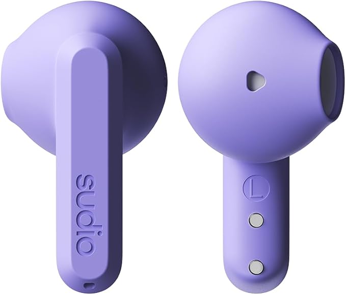 Sudio A3 All-Day Wireless Earbuds – 25H Playtime, Bluetooth 5.4, Sweat & Splashproof, Balanced Sound, Clear Calls with Enhanced Mics, USB-C Charging, Made from Recycled Plastics (Purple)