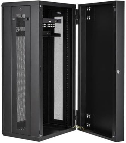 StarTech.com 4-Post 26U Wall Mount Network Cabinet w/ 1U Shelf, 19" Wall-Mounted Server Rack Kit for IT / Data Computer Equipment, Ships Fully Assembled