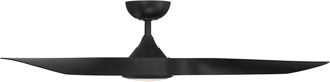 WAC Smart Fans Swirl Indoor and Outdoor 3-Blade Ceiling Fan 54in Matte Black with 3000K LED Light Kit and Remote Control works with Alexa and iOS or Android App