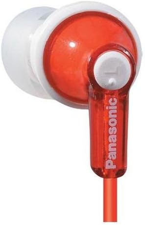 Panasonic ErgoFit Wired Earbuds, 3.5mm Jack In-Ear Headphones Wired with Dynamic Crystal-Clear Sound and Ultra Soft Ergonomic Custom-Fit Earpieces (S/M/L), for Phones and Laptops - RP-HJE120-R (Red)
