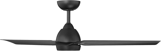 WAC Smart Fans Mocha Indoor and Outdoor 3-Blade Smart Home Ceiling Fan 54in Matte Black with 3000K LED Light Kit and Remote Control works with Alexa and iOS or Android App