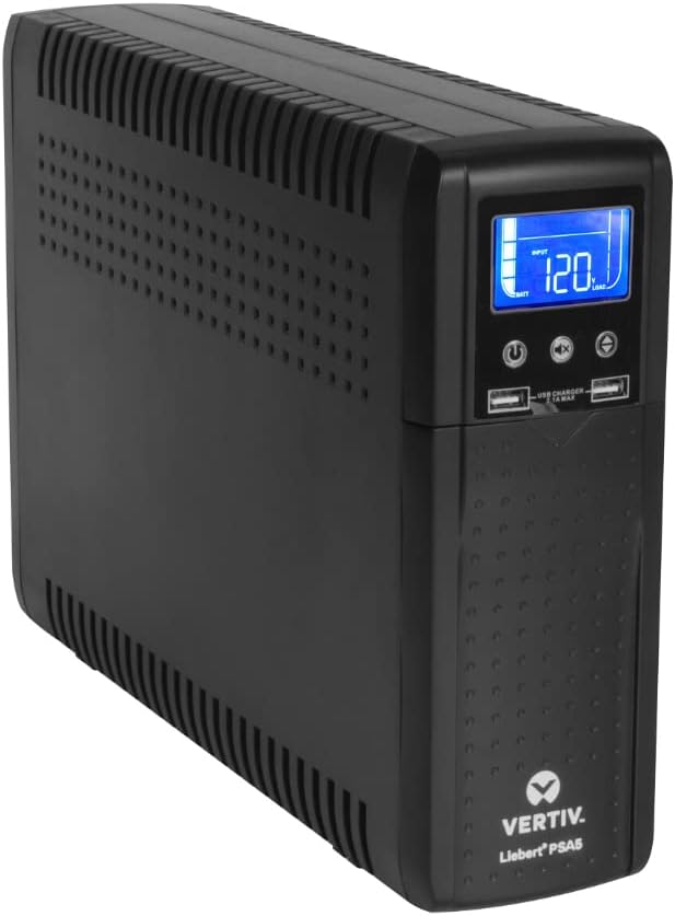 Vertiv Liebert PSA5 UPS - 1000VA/600W 120V Line Interactive AVR Tower UPS, 10 outlets, 2 USB Charging Ports, Battery Backup w/ Surge Protection, 3 year warranty, Energy Star Certified (PSA5-1000MT120)