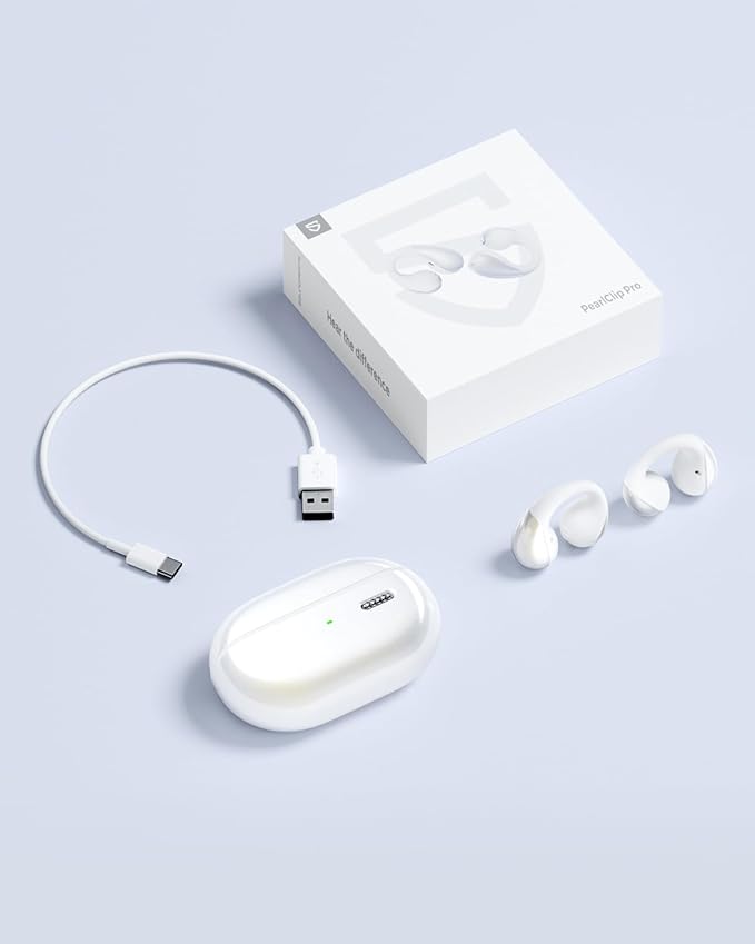 SoundPEATS PearlClip Pro Ear Ultra Open Ear Earbuds Wireless Headphones Bluetooth 5.4 Earphones Clip On Ear Buds with Mic, IPX5 Waterproof, 24 Hrs Play for Running Cycling Fitness