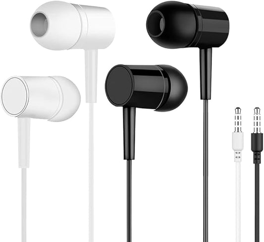 2 Pack for Earbuds with Microphone, 3.5mm Jack in-Ear Headphones, Powerful Bass and Clear Audio, with Microphone Volume Control, All Devices for Android & Laptops