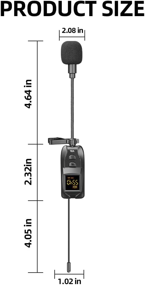 ES-384 4-CH UHF Wireless Lapel Microphone System - 164ft Range, Rechargeable Receiver, Plug-and-Play for Presentations - 4 Lapel Mics Included