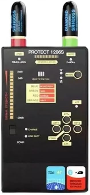 Spy Associates Supreme Protect 1206S Professional Digital RF Signal Scanner - Detects GSM, Bluetooth, Wi-Fi, RF Signals (50MHz-12GHz) - Bug Detector, Hidden Camera Finder, Wireless Signal Scanner