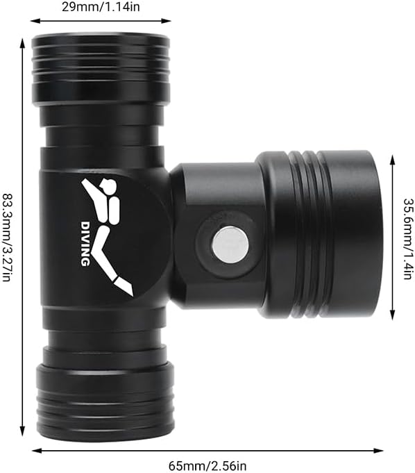 WINDFIRE Scuba Diving Headlamp, Rechargeable Dive Light, IPX8 Waterproof Underwater Headlight with 3 Modes & Power Indicator, High Lumen, Long Runtime, Diving Torch for Snorkeling, Cave Exploration