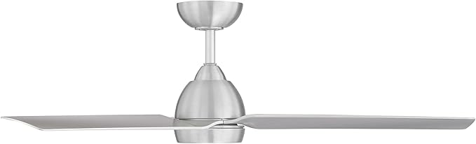 WAC Smart Fans Mocha Indoor and Outdoor 3-Blade Smart Home Ceiling Fan 54in Brushed Aluminum with 3000K LED Light Kit and Remote Control works with Alexa and iOS or Android App