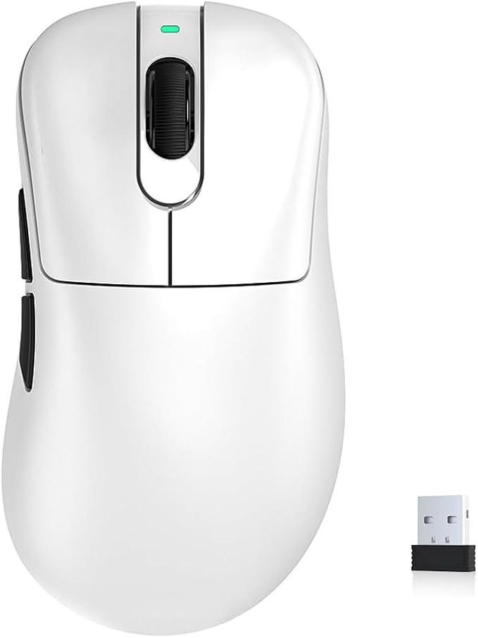 Wireless Gaming Mouse, 24000 DPI, Wired/2.4GHz/Bluetooth Ergonomic Mouse, 150Hours Battery Life, Free Lag, 57g Lightweight Rechargeable Gaming Mice for Laptop/PC/Mac/Tablet/Xbox, White