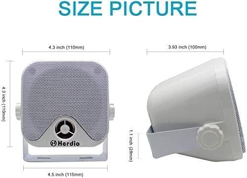 4" Heavy Duty Waterproof Boat Marine Box Outdoor Speakers Surface Mounted for Skid Steer ATV UTV RZR Golf Cart (White)