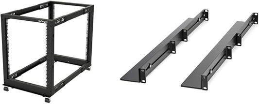 StarTech.com 15U 19" Open Frame Server Rack - 4 Post Adjustable Depth 22-40" Mobile & com 1U 19 inch Server Rack Rails - 24-36 inch Adjustable Depth