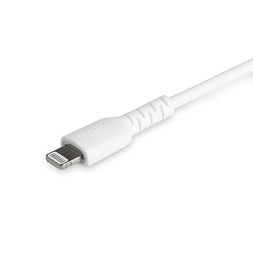 StarTech.com 3 Foot (1m) Durable White USB-C to Lightning Cable - Heavy Duty Rugged Aramid Fiber USB Type C to Lightning Charger/Sync Power Cord - Apple MFi Certified iPad/iPhone 12 (RUSBCLTMM1MW)