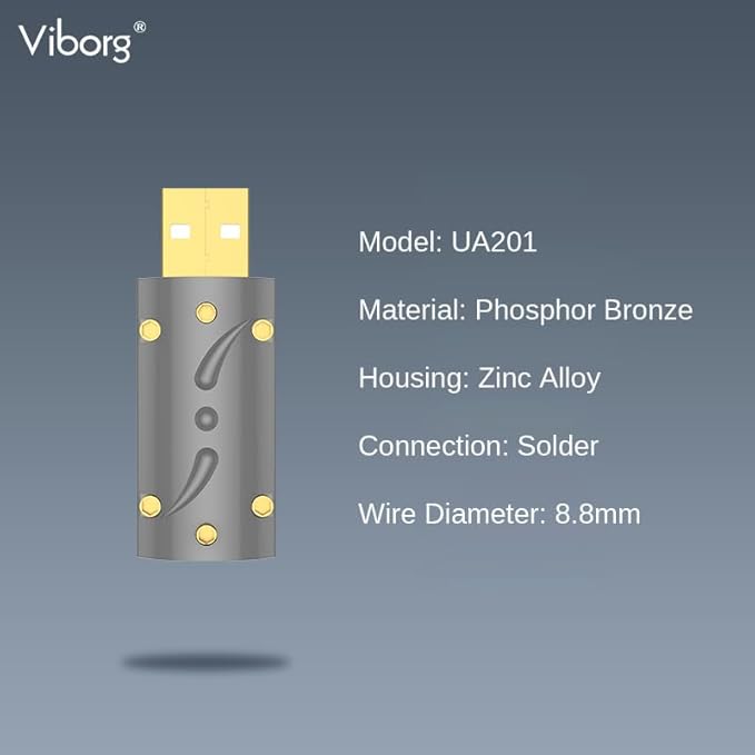 Viborg USB2.0 Male Type A USB Connector 4 Pin Plug Connector, Hi-End 24K Gold Plated USB Rewireable Connector with Alloy Cover for DIY (Type A)