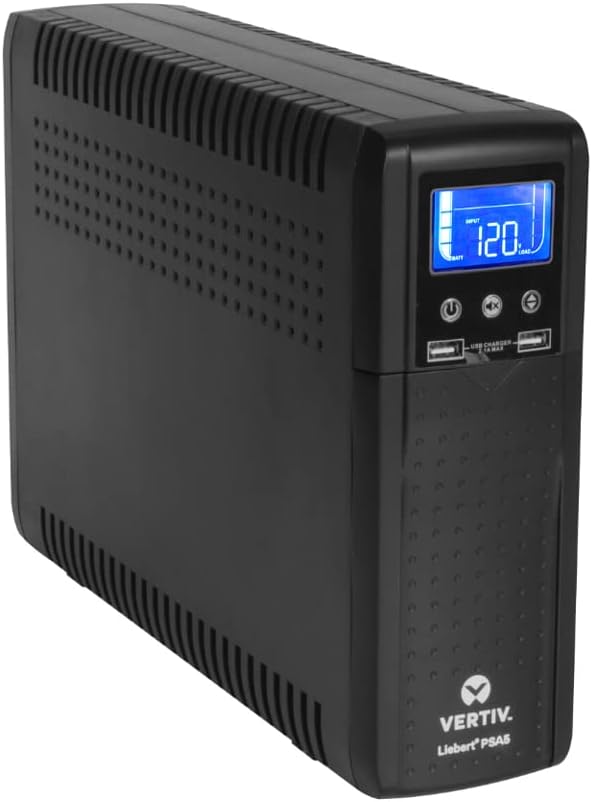 Vertiv Liebert PSA5 UPS - 700VA 420W 120V Line Interactive AVR Tower UPS, 10 outlets, 2 USB Charging Ports, Battery Backup with Surge Protection, 3 year warranty, Energy Star Certified (PSA5-700MT120)