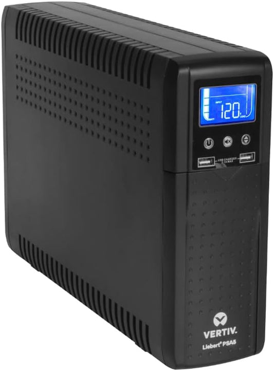 Vertiv Liebert PSA5 UPS - 700VA 420W 120V Line Interactive AVR Tower UPS, 10 outlets, 2 USB Charging Ports, Battery Backup with Surge Protection, 3 year warranty, Energy Star Certified (PSA5-700MT120)