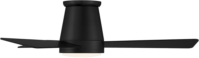 WAC Smart Fans Hug Indoor and Outdoor 3-Blade Flush Mount Smart Home Ceiling Fan 44in Matte Black with 3000K LED Light Kit and Remote Control works with Alexa and iOS or Android App