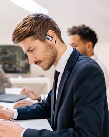 Open Ear Clip Wireless Earbuds Bone Conduction Headphones, Bluetooth 5.4, Open Ear Design for Running Fitness,office，Built-in Mic, IPX7 Waterproof, LED Display Charging Case,Ear Hooks Ear Buds