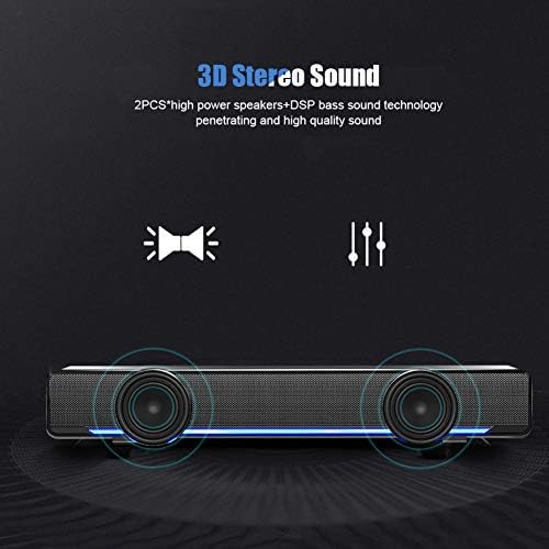 YaizK Mini Portable USB Wired soundbar Music Player Bass Surround Soundbox Speaker with 3.5 mm Audio Plug for Desktop, Laptop, TV, Smartphone, Tablet PC, MP3, MP4 and More(Black)