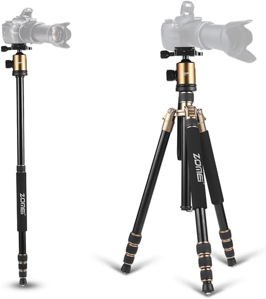 ZOMEI Tripod,Camera Tripod,Lightweight Camera Travel Z818 Tripod Aluminium Alloy Monopod with 360 Panorama Ball Head Quick Release Plate Ball for DSLR Canon Sony Nikon Cameras(Gold)