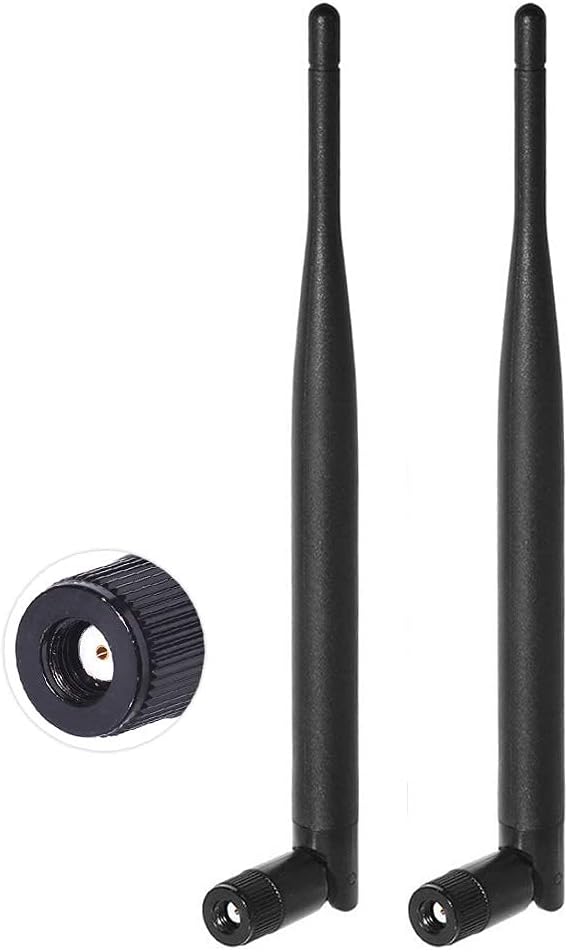 Bingfu Dual Band WiFi 2.4GHz 5GHz 5.8GHz 6dBi MIMO RP-SMA Male Antenna (2-Pack) for WiFi Router Wireless Network Card USB Adapter Security IP Camera Video Surveillance Monitor