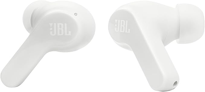 JBL Vibe Beam - True Wireless JBL Deep Bass Sound Earbuds, Bluetooth 5.2, Water & Dust Resistant, Hands-free call with VoiceAware, Up to 32 hours of battery life (White)