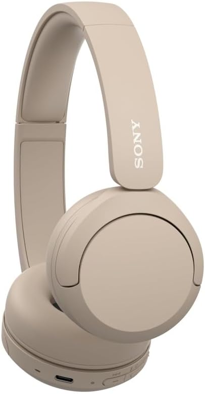 Sony WH-CH520 Wireless Headphones Bluetooth On-Ear Headset with Microphone and up to 50 Hours Battery Life with Quick Charging, Cappuccino