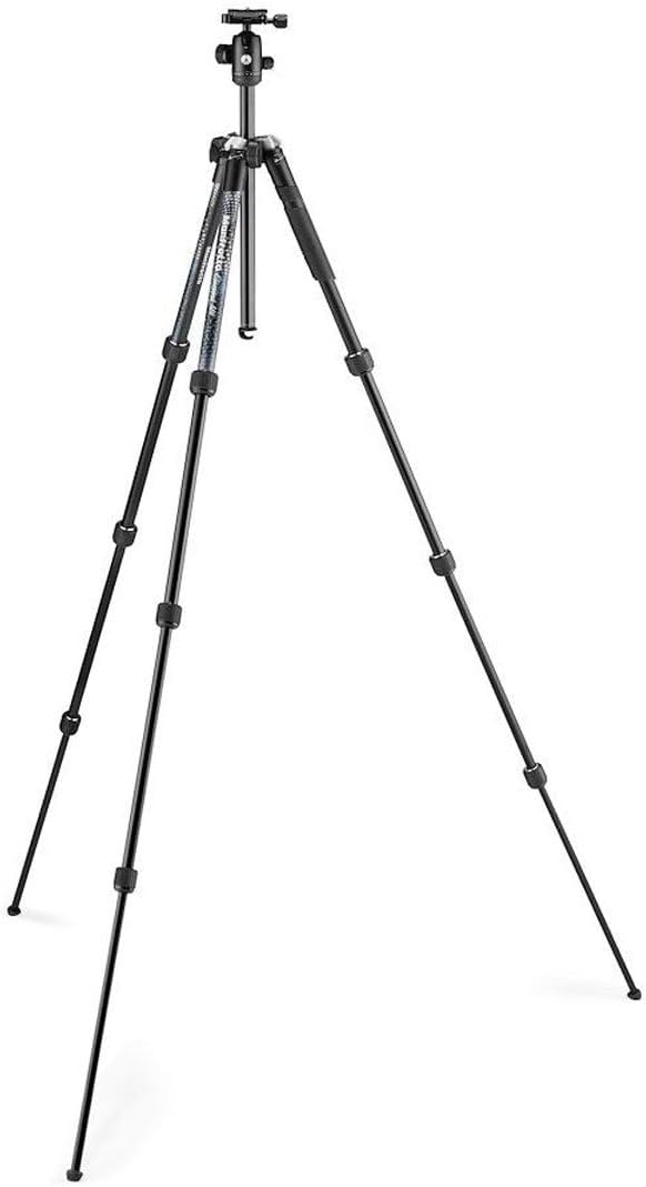 Manfrotto Element MII MKELMII4BK-BH, Lightweight Aluminium Travel Camera Tripod, with Carry Bag, Arca-Compatible Ball Head, 4-Section Legs, Twist Locks, Load up 8kg, for Mirrorless, DSLR,Black