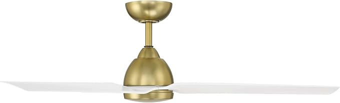 WAC Lighting Mocha Indoor and Outdoor 3-Blade Smart Home Ceiling Fan 54in Soft Brass Matte White with Remote Control works with Alexa and iOS or Android App