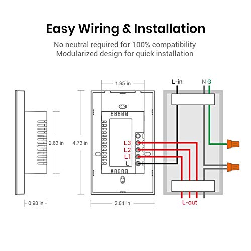 BroadLink Smart Light Switch, No Neutral Wire Required, Single Pole with App and Voice Control, 2-Gang Touch Timer Switch, Compatible with Alexa, Google Assistant, IFTTT, Siri Shortcuts, Hub Included