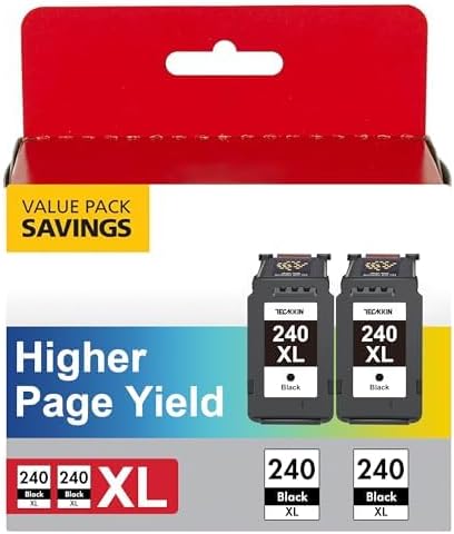 240XL Black Ink Cartridge Replacement for Canon 240XL 240 XL PG-240 PG-240XL for PIXMA MG3620 MG3600 TS5120 TS5100 MG3220 MG3520 MG2120 MX472 MX452 Printer (2 Black)