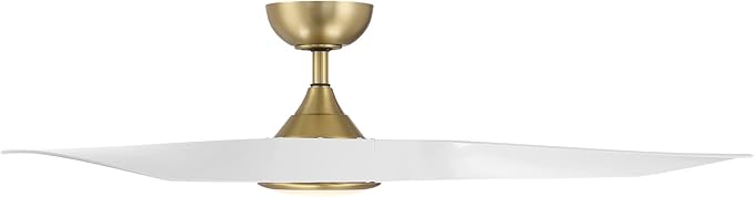 Swirl Indoor and Outdoor 3-Blade Smart Ceiling Fan 54in Soft Brass Matte White with 3000K LED Light Kit and Remote Control works with Alexa and iOS or Android WAC App