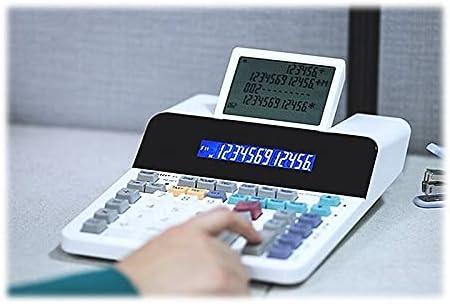 Sharp Paperless Printing Desk Calculator w/Check and Correct, Large 12-Digit LCD Primary Display, Printing Calculator/Adding Machine with Scrolling LCD Display Replacing Paper (EL-1901)