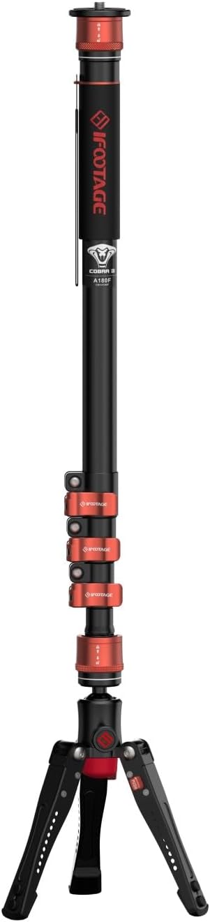 IFOOTAGE Cobra 3 A180F,Camera Monopodd with Tripod Base,Aluminum Professional Video Monopo,Suitable for SLR Cameras and Camcorders(71")